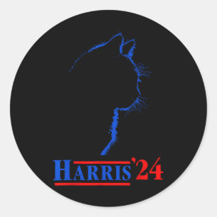 Ladys for Kamala Funny Cat 2024 Präsident Kamala Runder Aufkleber