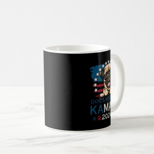 Ladys for Kamala Harris 2024 Mops Dog America Kaffeetasse (VorderseiteRechts)