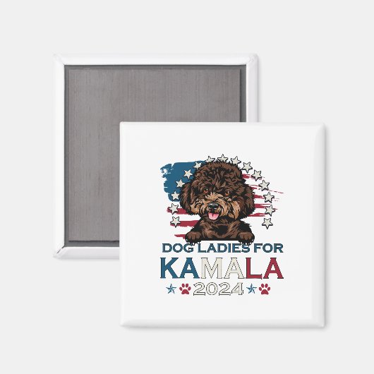 Ladys for Kamala Harris 2024 Poodle Dog America Magnet (Vorderseite/Rückseite)