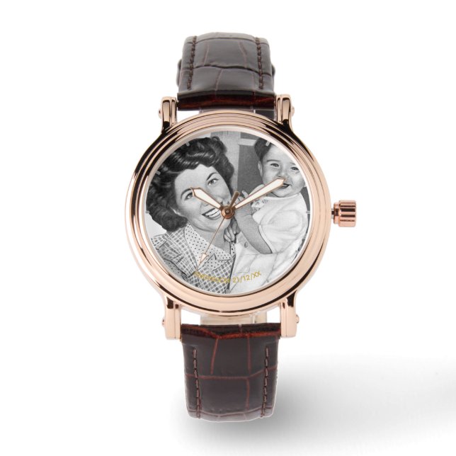 Ladys FOTO Watch 60. 70. 80. oder ANY Birthday Armbanduhr (Vorderseite)