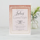 Ladys Game Night Pink Blush and Gold Glitzer Einladung (Stehend Vorderseite)