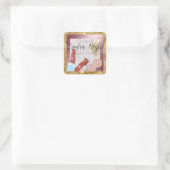 Ladys Game Night Pink Dice & Gold Diamonds Quadratischer Aufkleber (Tasche)