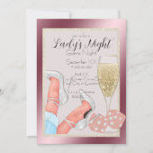 Ladys Game Night Pink Glitzer Dice Einladung (Vorderseite)