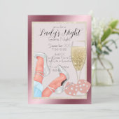 Ladys Game Night Pink Glitzer Dice Einladung (Stehend Vorderseite)