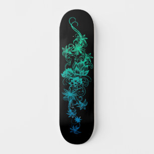 Ladys & Girls Floral Skateboard Deck Blue