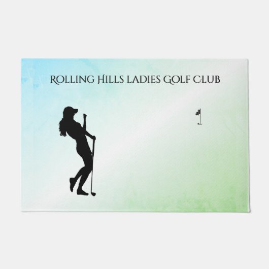 Ladys Golf Hole in einem grünen Unternehmen Fußmatte (Vorderseite)
