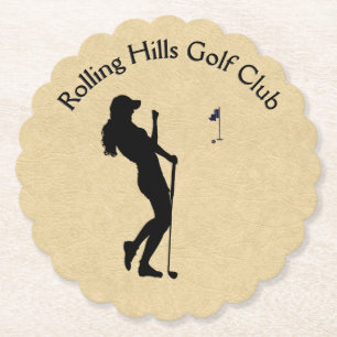 Ladys Golf Hole in einem grünen Unternehmen Untersetzer