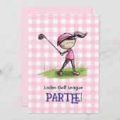 Ladys Golf League Celebration Cartoon Einladung (Vorne/Hinten)