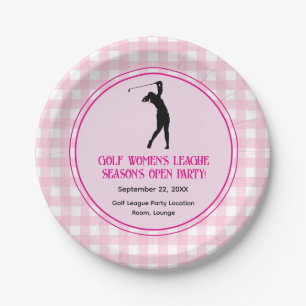 Ladys Golf League Party Rosa Kariertes Geschirr Pappteller