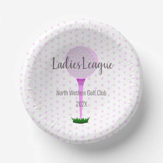 Ladys Golf League Pink Dot Party Bowl Pappteller (Vorderseite)