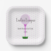 Ladys Golf League Pink Dot Square Party Teller