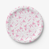 Ladys Golf Pattern Pink White Preppy Golf Pappteller (Vorderseite)
