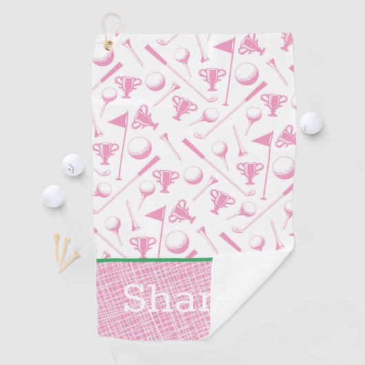 Ladys Golf Pink Green White Preppy Golfhandtuch (Insitu)
