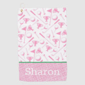 Ladys Golf Pink Green White Preppy Golfhandtuch (Vorderseite)