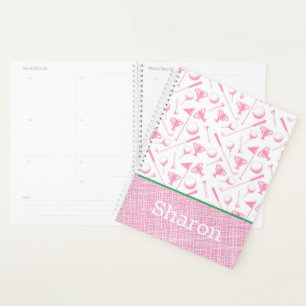 Ladys Golf Pink NAME Green White Preppy Plane Planer