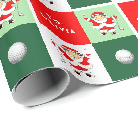 Ladys Golf Weihnachtsgeschenk Geschenkpapier (Rolleneckpunkt)