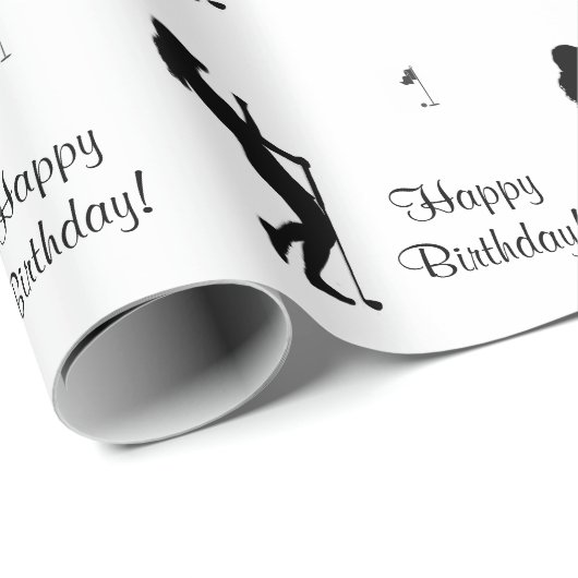 Ladys Golfer Birthday Geschenkpapier (Rolleneckpunkt)