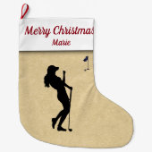 Ladys Golfer Großer Weihnachtsstrumpf (Vorderseite)