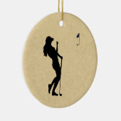 Ladys Golfer Keramik Ornament (Rechts)