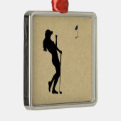 Ladys Golfer Ornament Aus Metall (Rechts)