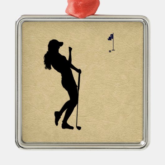 Ladys Golfer Ornament Aus Metall (Vorne)