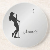 Ladys Golfer Personal  Getränkeuntersetzer (Vorne)