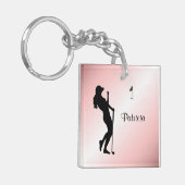 Ladys Golfer Personal Pink Schlüsselanhänger (Vorderseite links)