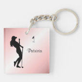 Ladys Golfer Personal Pink Schlüsselanhänger (Rückseite)