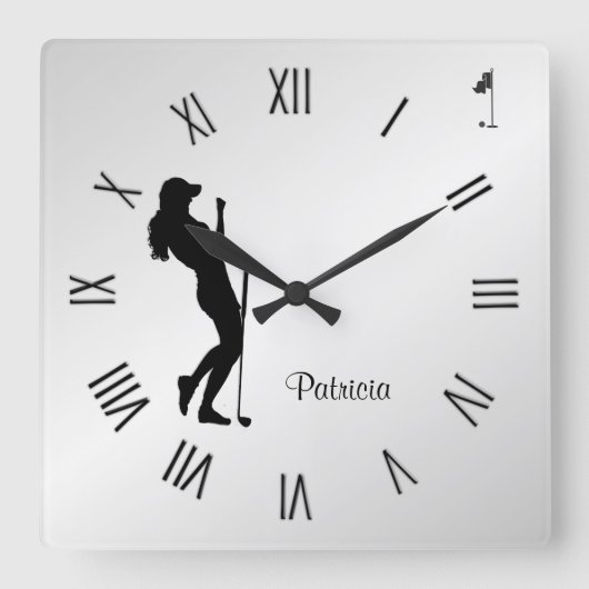 Ladys Golfer Personal Square Wall Uhr (Vorderseite)