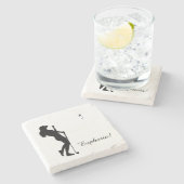 Ladys Golfer Steinuntersetzer (Seitenansicht)