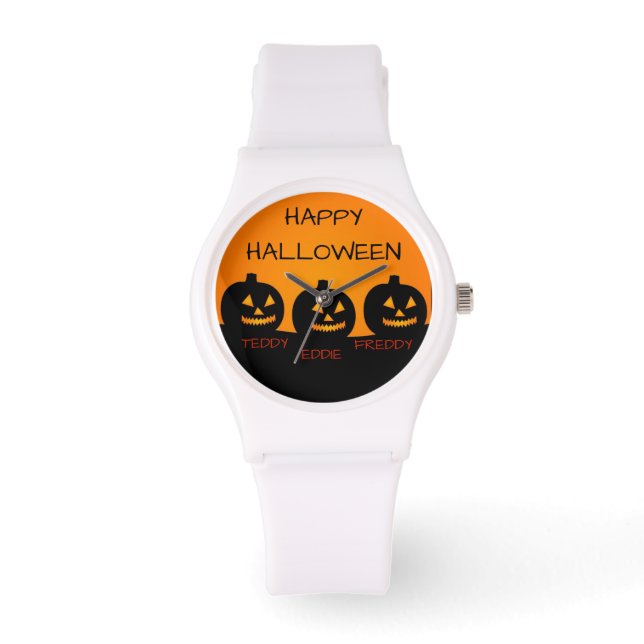 Ladys Halloween Sporty White Silicon Watch Armbanduhr (Vorderseite)