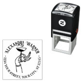 Lady's Hand Holding Champagne Glass Rücksendeadres Permastempel (Beispiel)