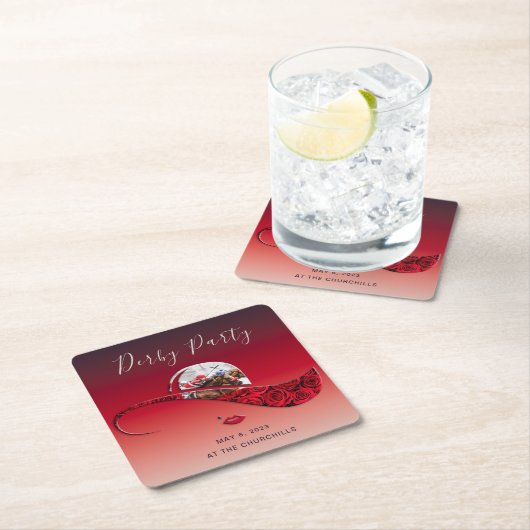 Ladys Hat Derby Party Rechteckiger Pappuntersetzer (Vor Ort)