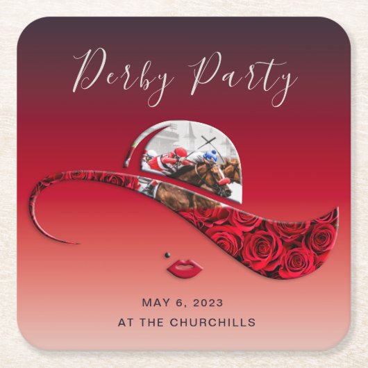 Ladys Hat Derby Party Rechteckiger Pappuntersetzer (Vorderseite)