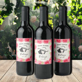 Lady's Hat & Rose Derby Brautparty Wine Labels Weinetikett