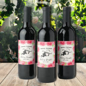 Lady's Hat & Rose Derby Brautparty Wine Labels Weinetikett