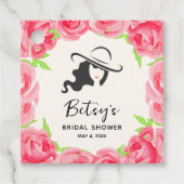 Lady's Hat Wasserfarbe Rose Derby Brautparty Geschenkanhänger (Vorderseite)