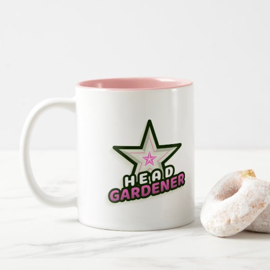 Ladys Head Gardener Coffee Tasse - Rosa (Mit Donut)