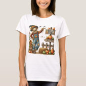 Ladys "Hello Fall" Scarecrow Herbst T - Shirt (Vorderseite)