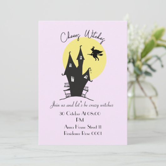 Ladys Hexes Halloween-Party Cards Einladung (Stehend Vorderseite)