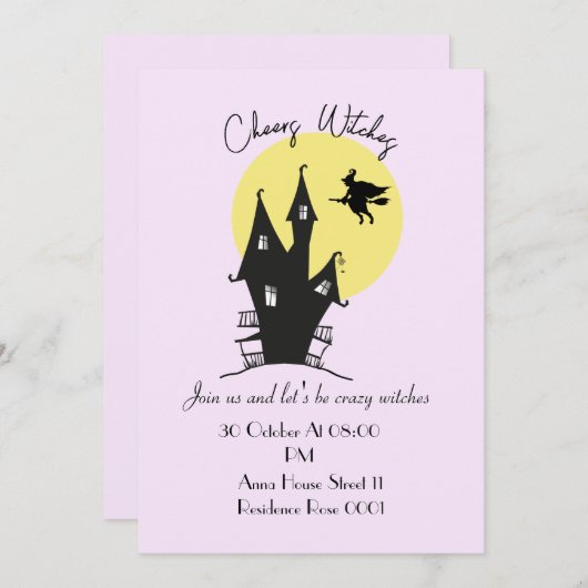 Ladys Hexes Halloween-Party Cards Einladung (Vorne/Hinten)