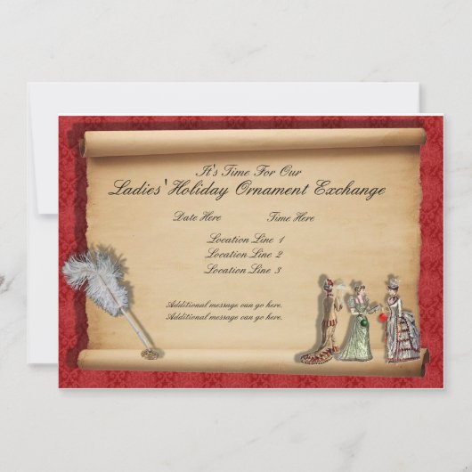 Ladys Holiday Ornament Exchange Einladungen (Vorderseite)