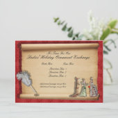 Ladys Holiday Ornament Exchange Einladungen (Stehend Vorderseite)