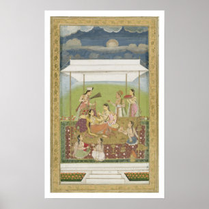 Ladys hören Musik in einem Garten, vom Sm Poster