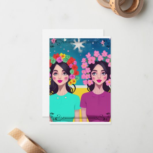 Ladys in Bloom Mitteilungskarten (Vorderseite/Rückseite Beispiel)