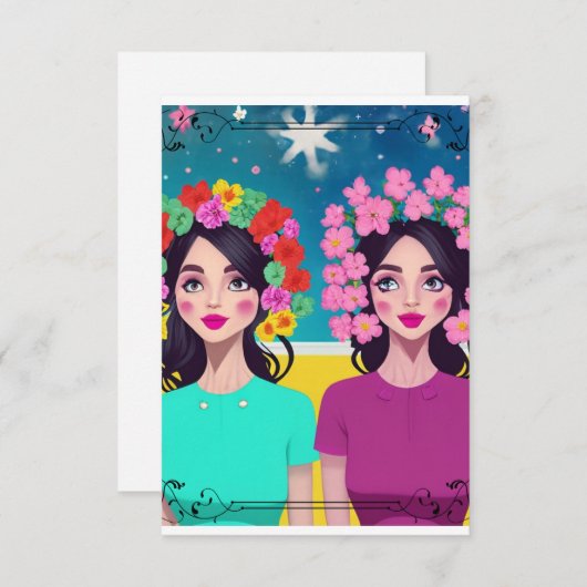 Ladys in Bloom Mitteilungskarten (Vorne/Hinten)