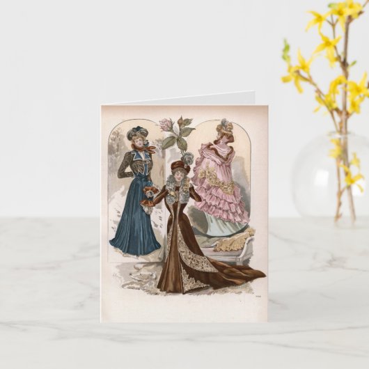 Ladys in Gowns Vintage Modeerscheinung Karte (Gelbe Blume)