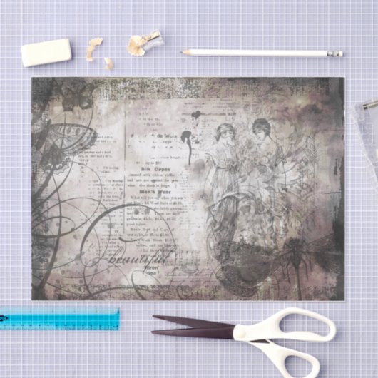 Ladys in grau decoupage seidenpapier (Handwerk)