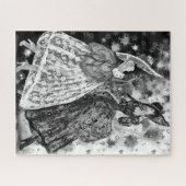 Ladys in Spitzenkleidern Puzzle Schwarz-weiße Male (Horizontal)