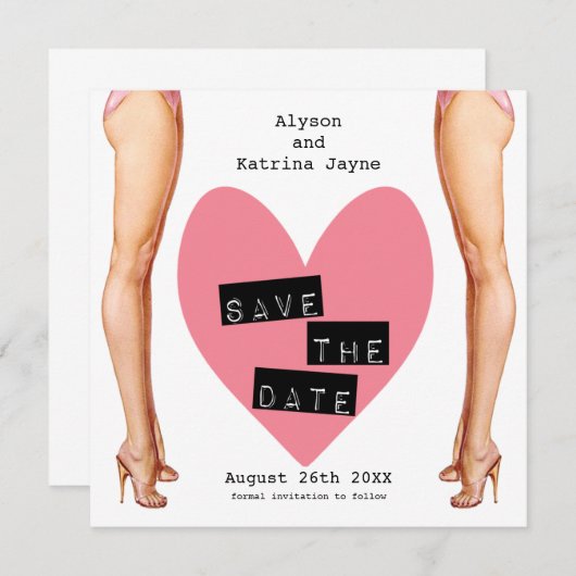Ladys Legs Lesbian Save the Date (Vorne/Hinten)
